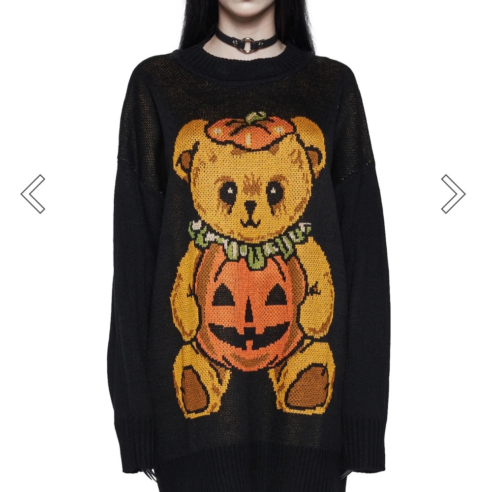 NWT Possess your heart dolls kill teddy bear sweater Halloween pumpkin